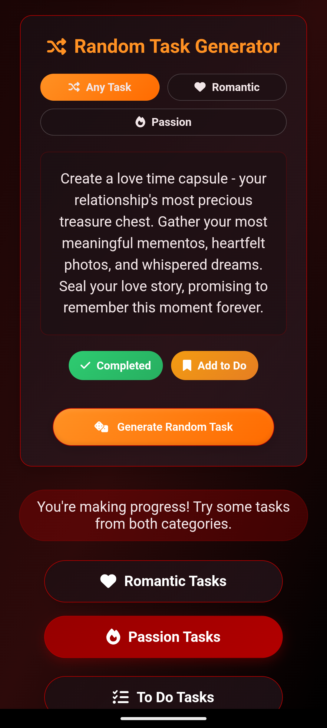 Couples Tasks Generator