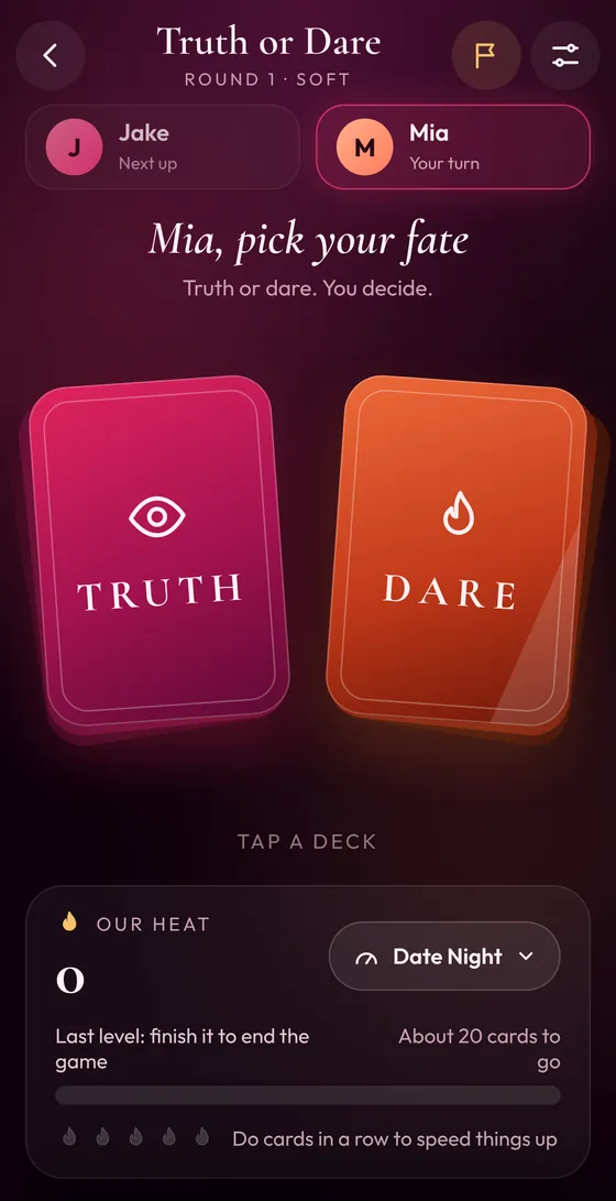 Truth or Dare deck screen